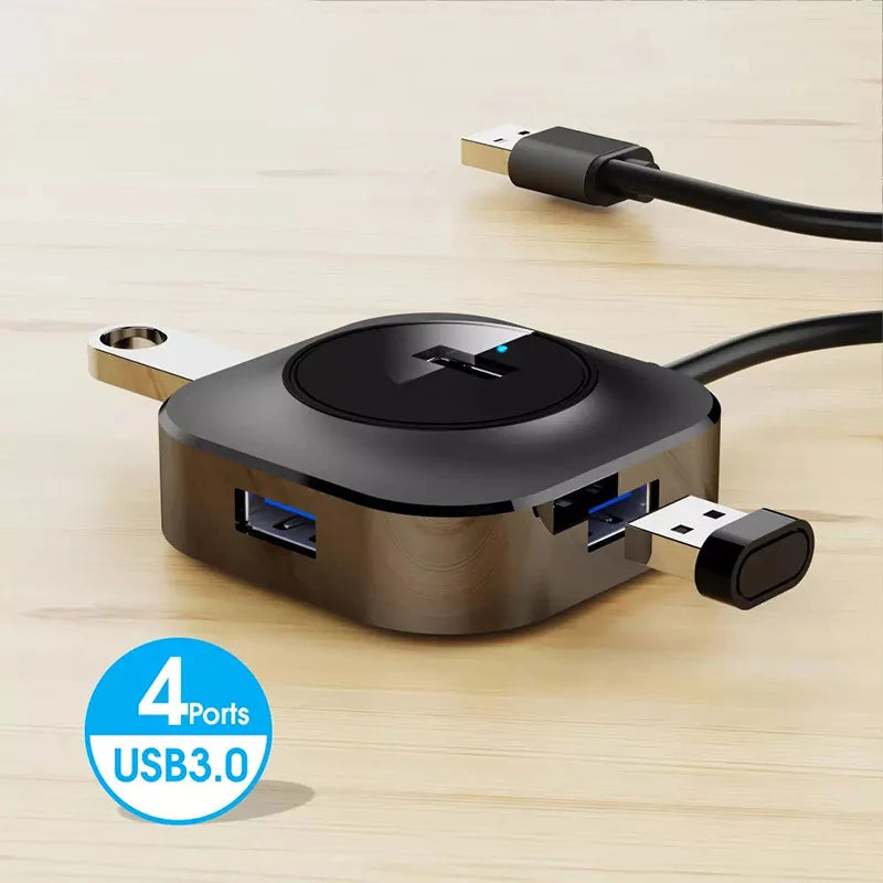 OULLX USB 3.0 4-Port Hub Splitter for Laptop, PC & Tablet