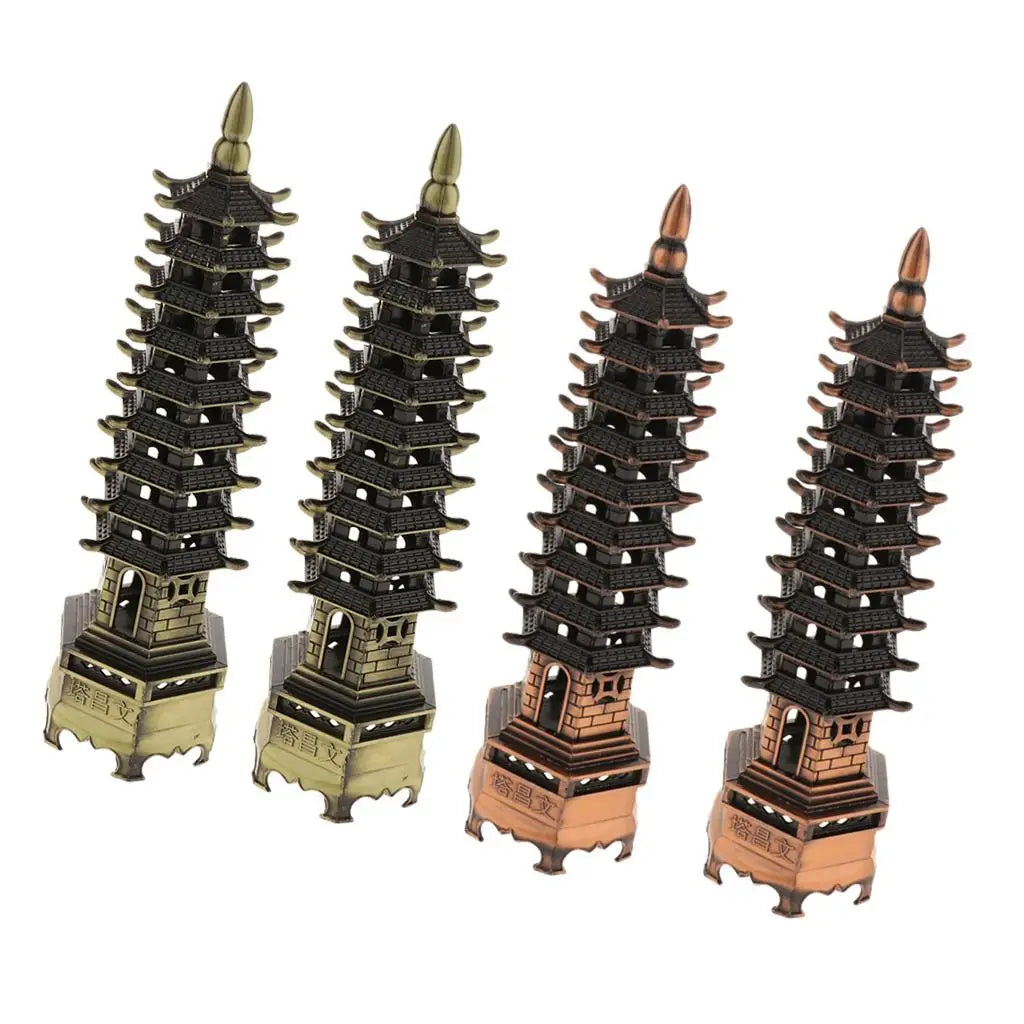 Wenchang Tower Zinc Alloy Pagoda Ornament | Chinese Decor