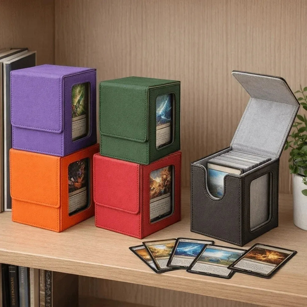 PU Leather Trading Card Storage Box – Magnetic Closure Deck Box