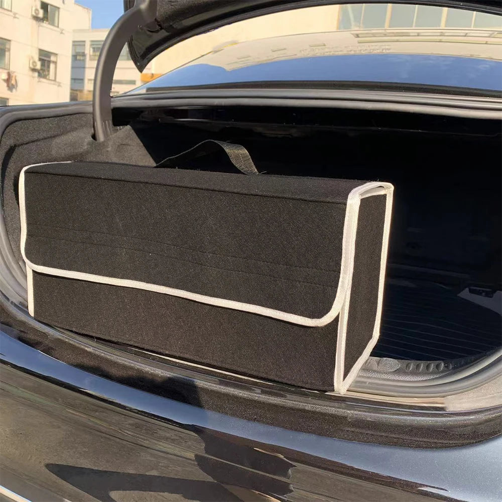 Black Felt Car Trunk Organizer – Foldable Storage Box