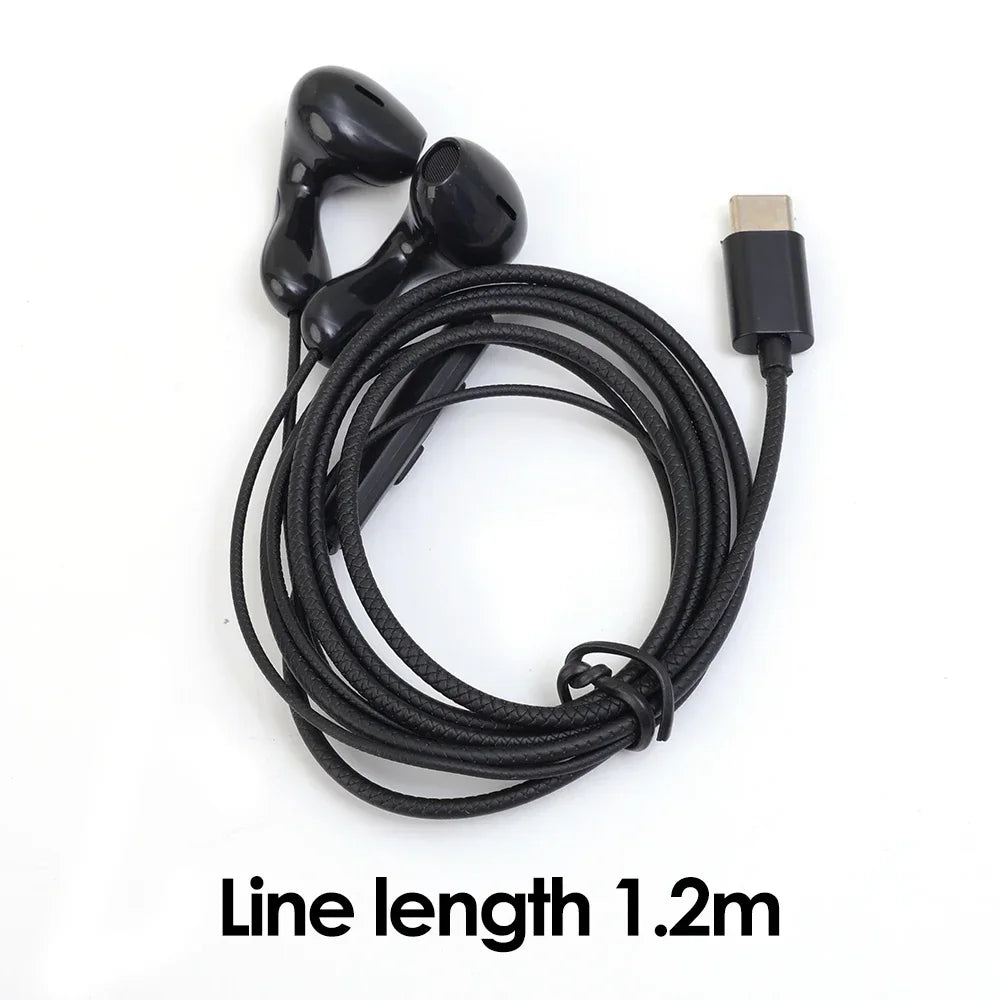 USB-C Wired Earphones with Mic – Stereo In-Ear Headphones