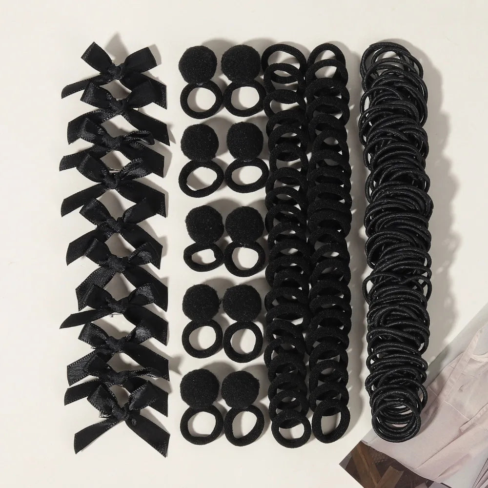 Kids' Handmade Bow Hair Clip & Rubber Band Headband Set