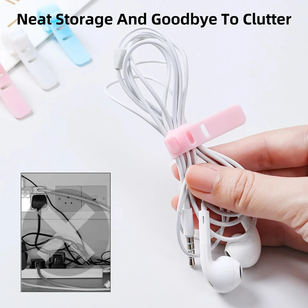 Silicone Cable Winder Clips – Earphone & Cord Organizer