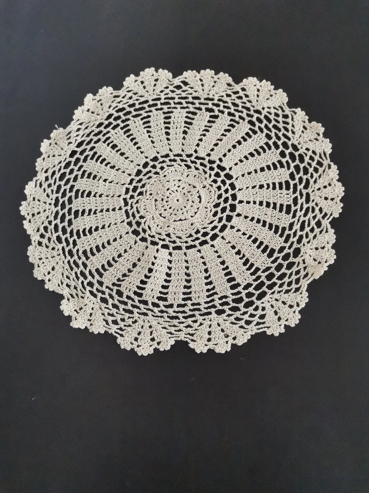 Hand Crocheted Cotton Lace Doily – Vintage Round Table Mat