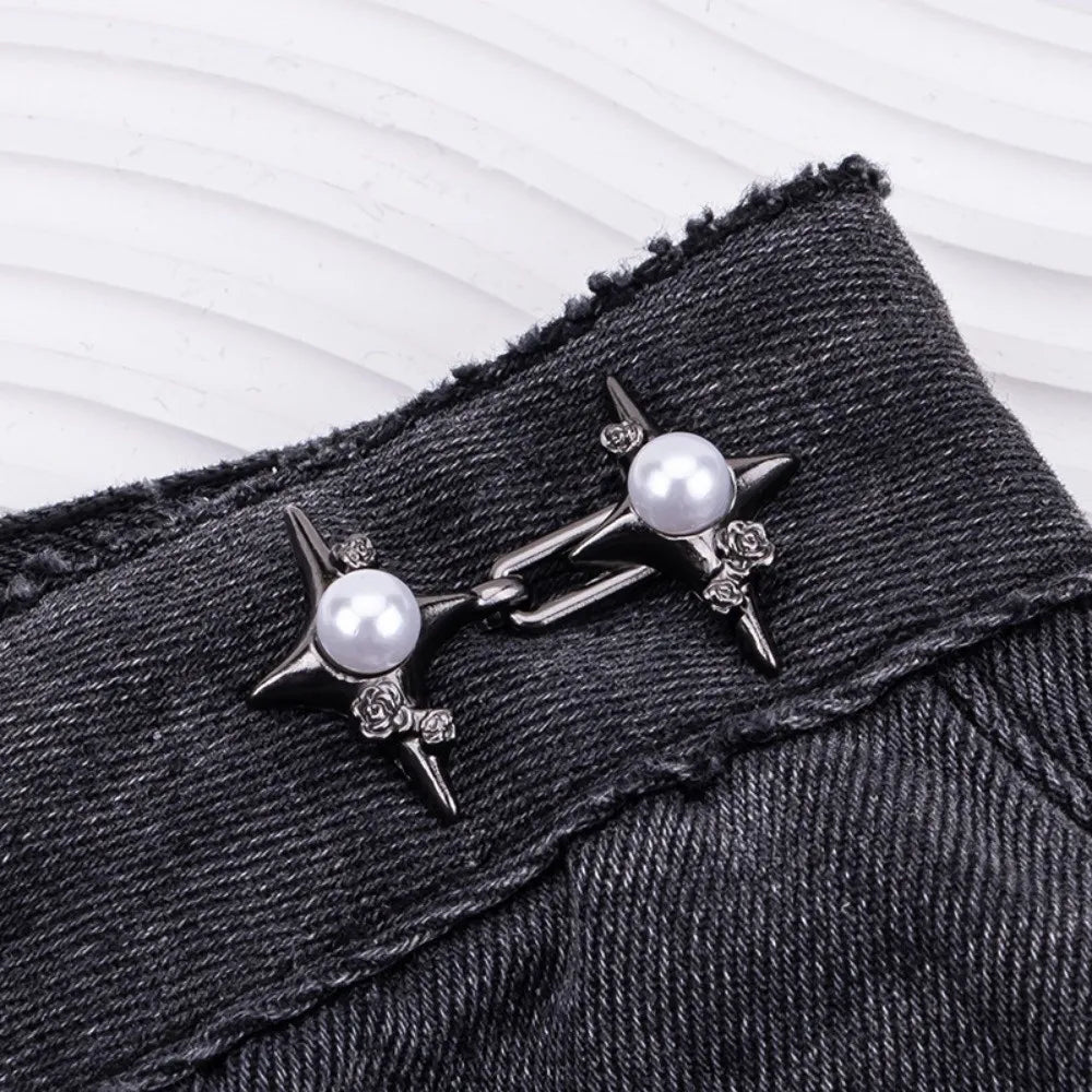 Pearl Jean Waist Cinch Buckle – No-Sew Adjustable Button Pin