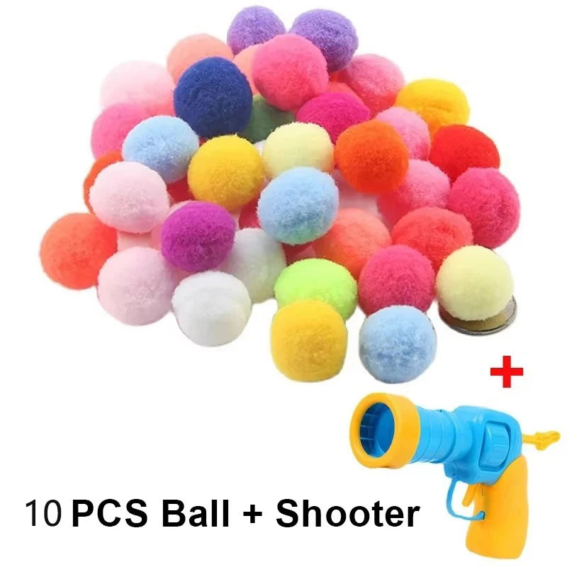 Interactive Cat Ball Launcher Toy – Plush Bounce Balls 10–100 Pcs