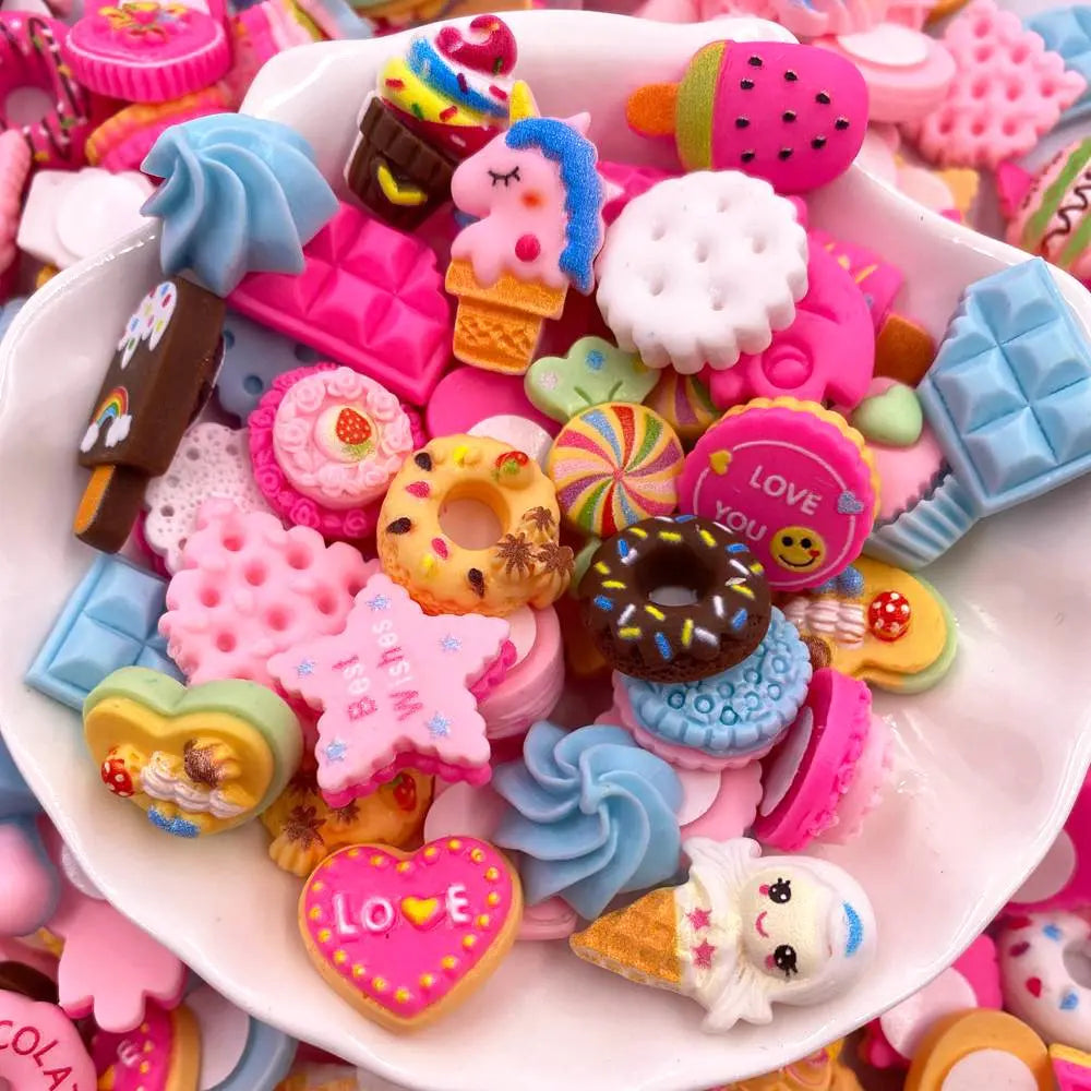 20PCS Kawaii Resin 3D Food Flatback Stickers – DIY Craft Decor
