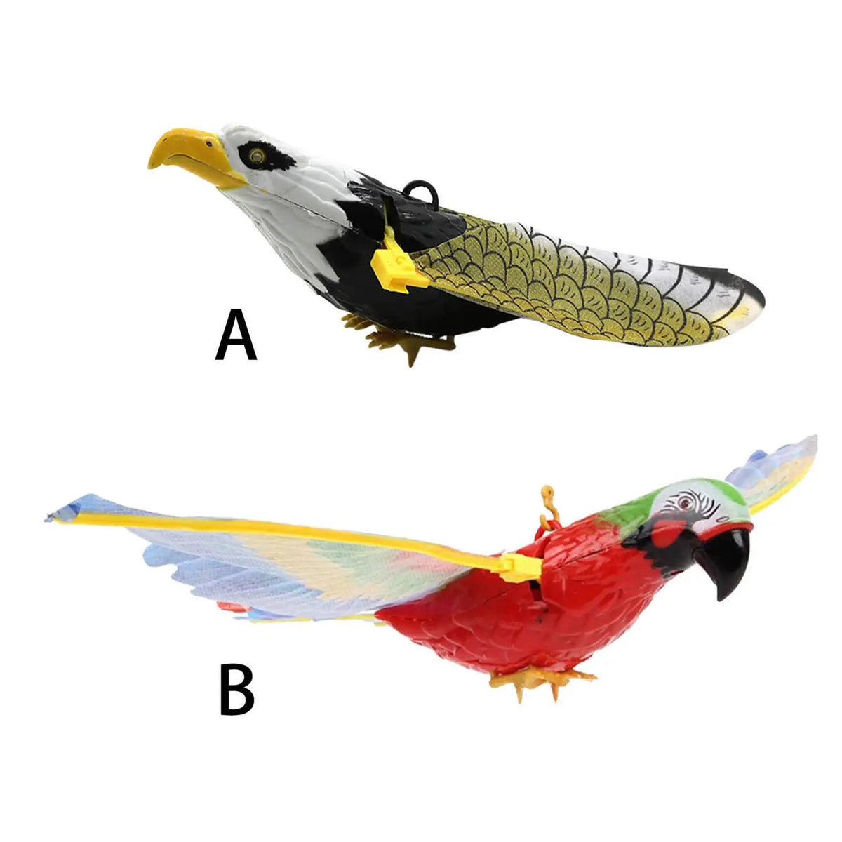 Hanging Flying Bird Deterrent with Light & Sound – Hawk or Parrot