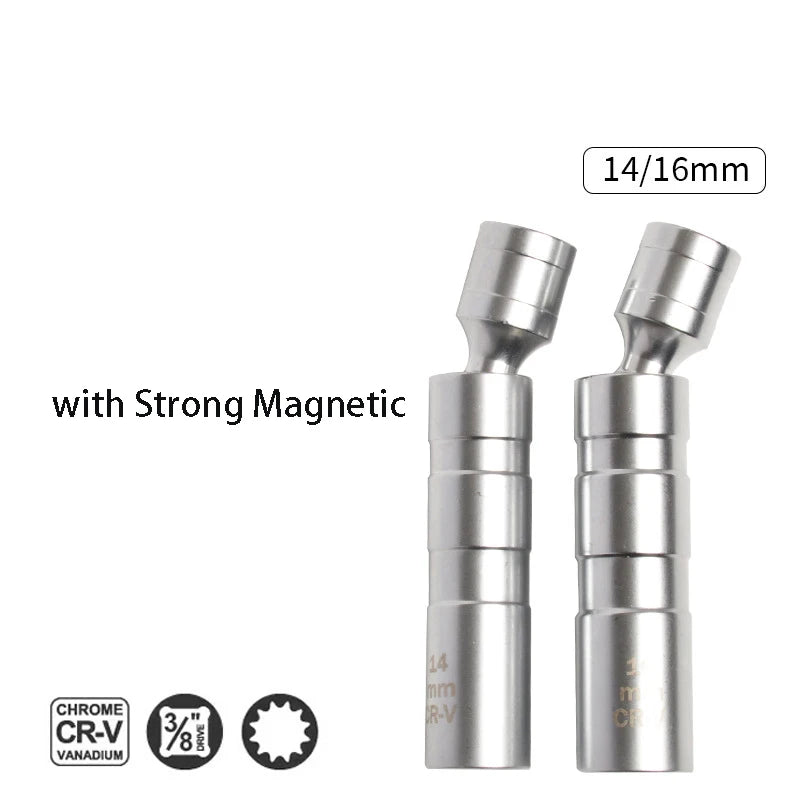 Magnetic Spark Plug Socket 14/16mm – 360° Rotary Removal Tool
