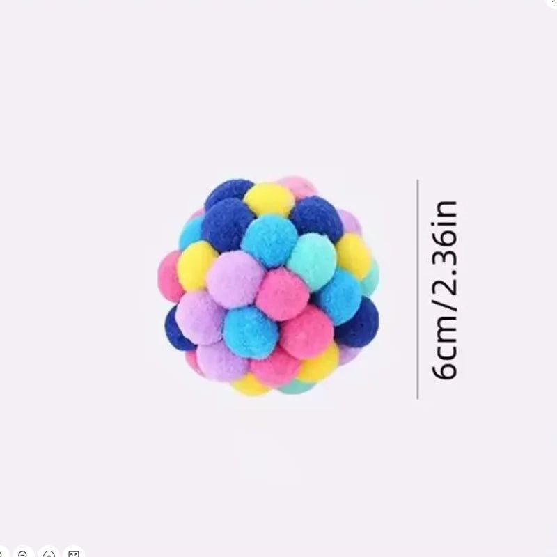 Interactive Plush Bouncy Ball Cat Toy – Colorful Yarn Teaser