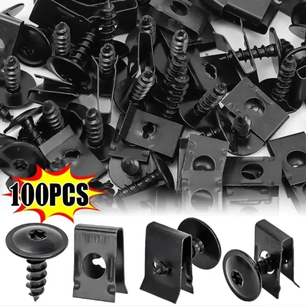 U-Shaped Metal Retaining Clips Kit with Self-Tapping Screws