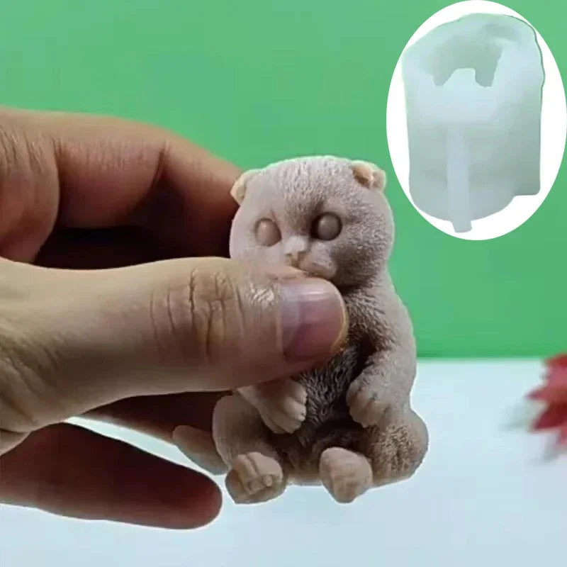 3D Seated Cat Silicone Mould – DIY Candle, Resin & Soap