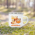 Pumpkin Spice Jesus Enamel Mug – Fall Camping Coffee Cup
