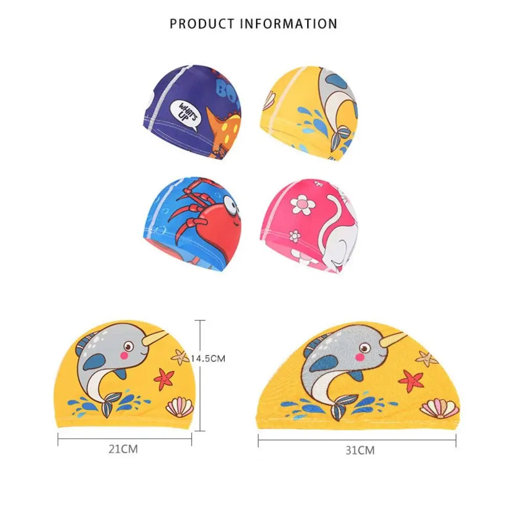 Cartoon Kids Swim Cap – Waterproof Baby & Children Swim Hat