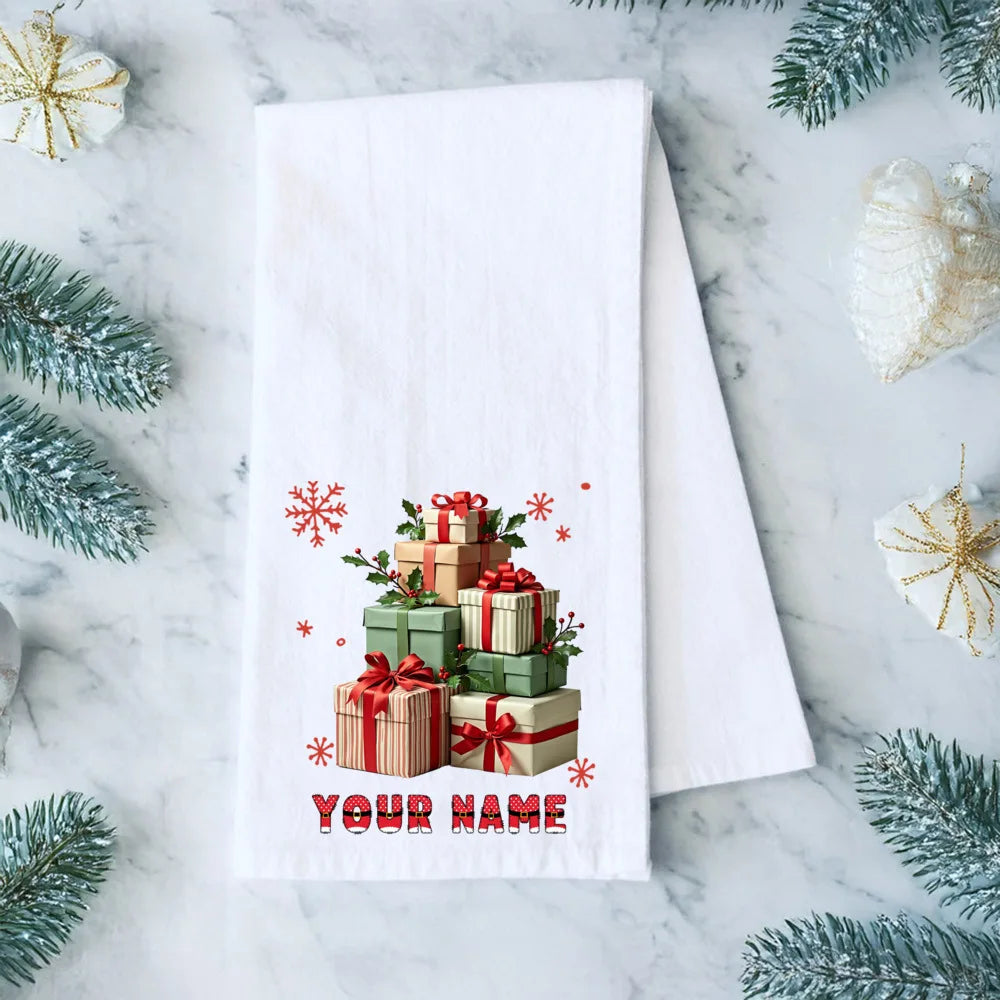 Personalized Christmas Tea Towel – Festive Holiday Kitchen Gift