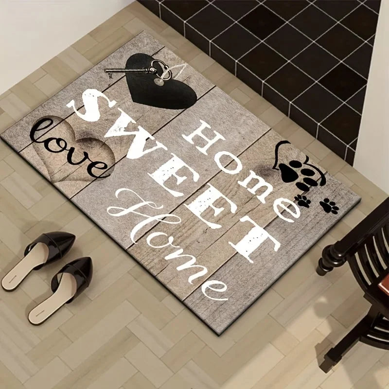 Home Sweet Home Farmhouse Doormat | Non-Slip Washable Rug