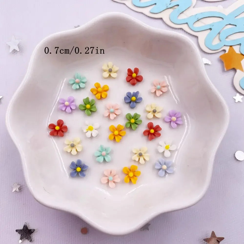 100Pcs 7mm 3D Resin Osmanthus Flatback Flower Gems – Nail & Crafts