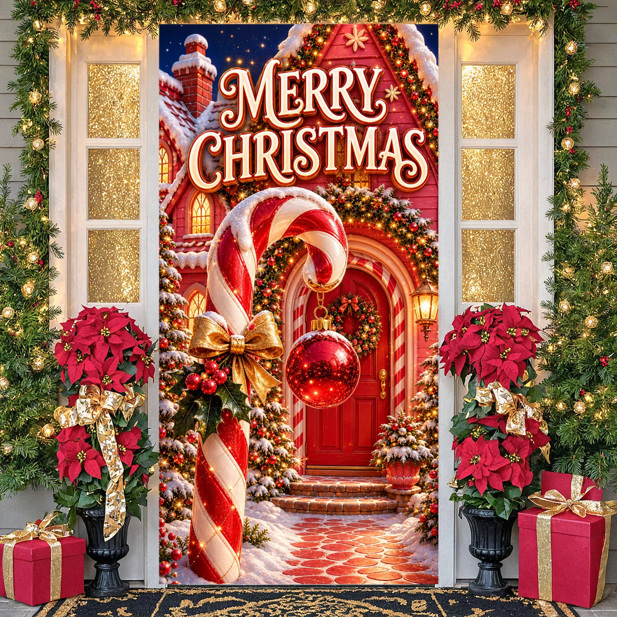 Merry Christmas Banner – Snowy Scene Festive Holiday Décor
