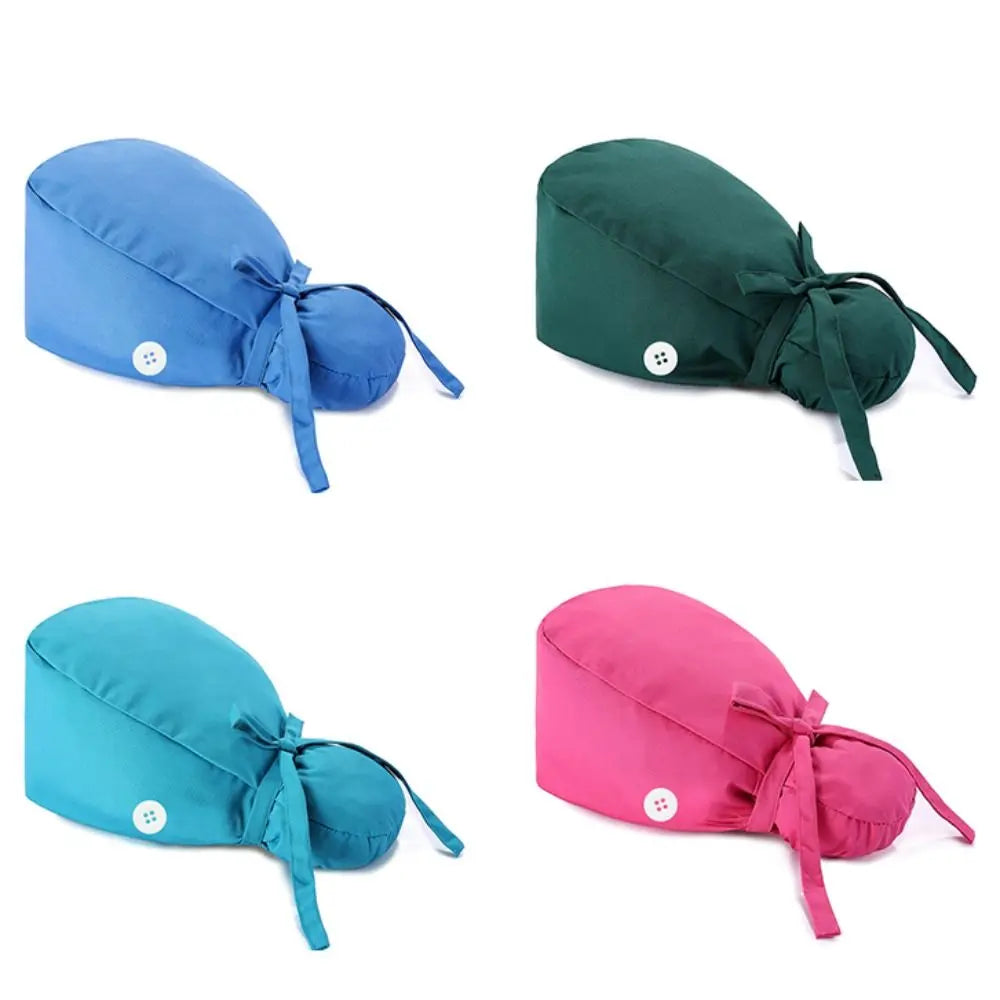 Adjustable Scrub Cap with Buttons & Ponytail Holder | Unisex