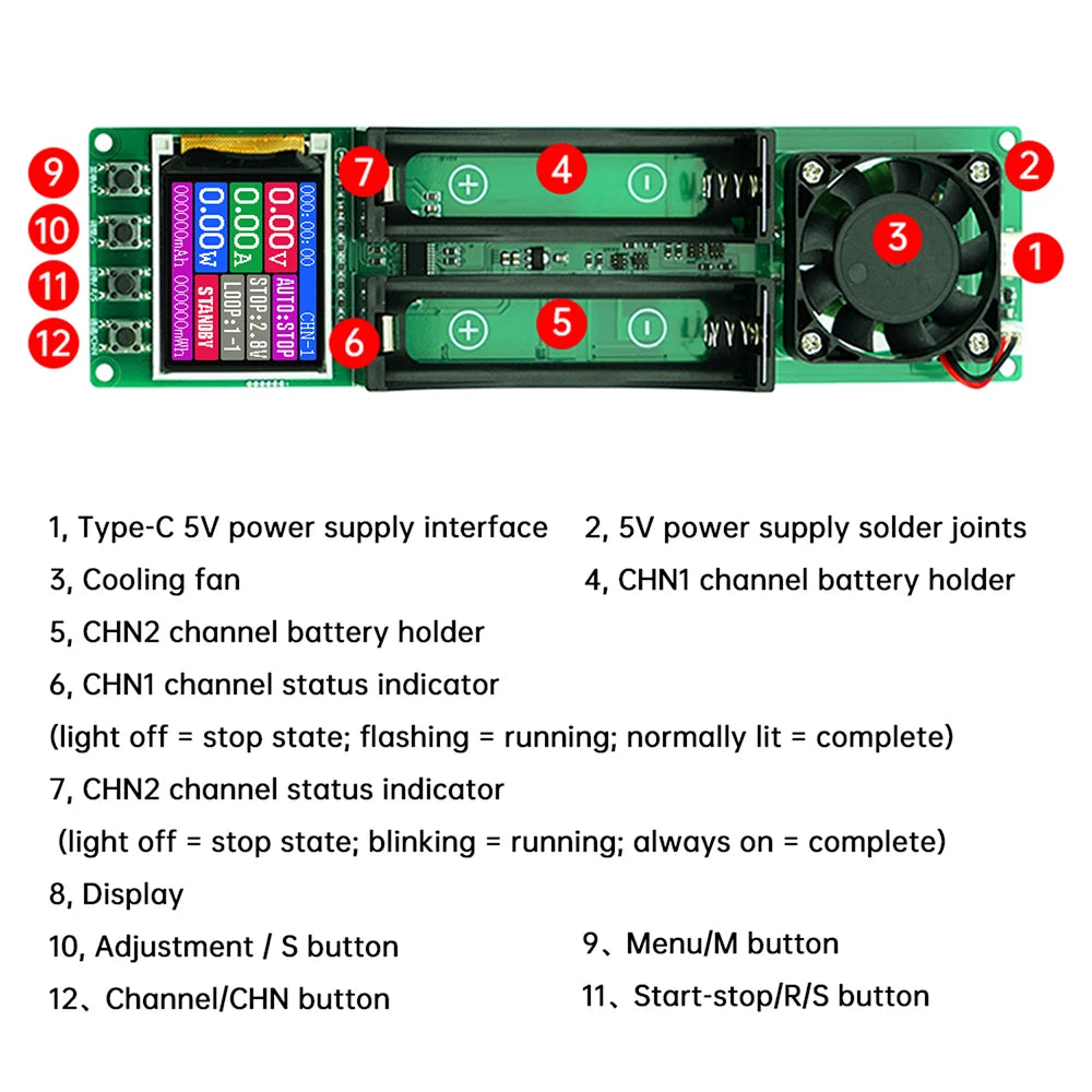 2CH 18650 Battery Capacity & Internal Resistance Tester
