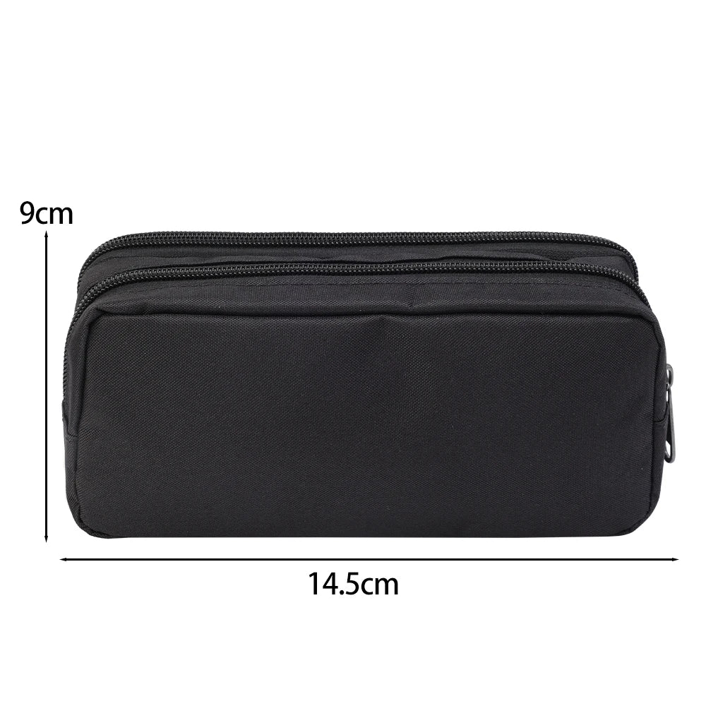 Large Capacity Black Fabric Pencil Case – Stationery Organizer