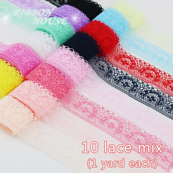 White Lace Ribbon Mix – 10 Styles 10 Yards | Craft & Gift