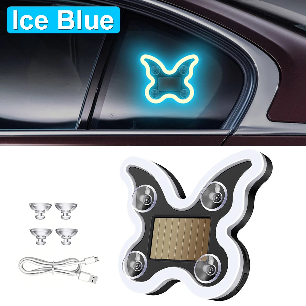 Solar Butterfly Car Ambient Light | 6 Modes, Dual Charging