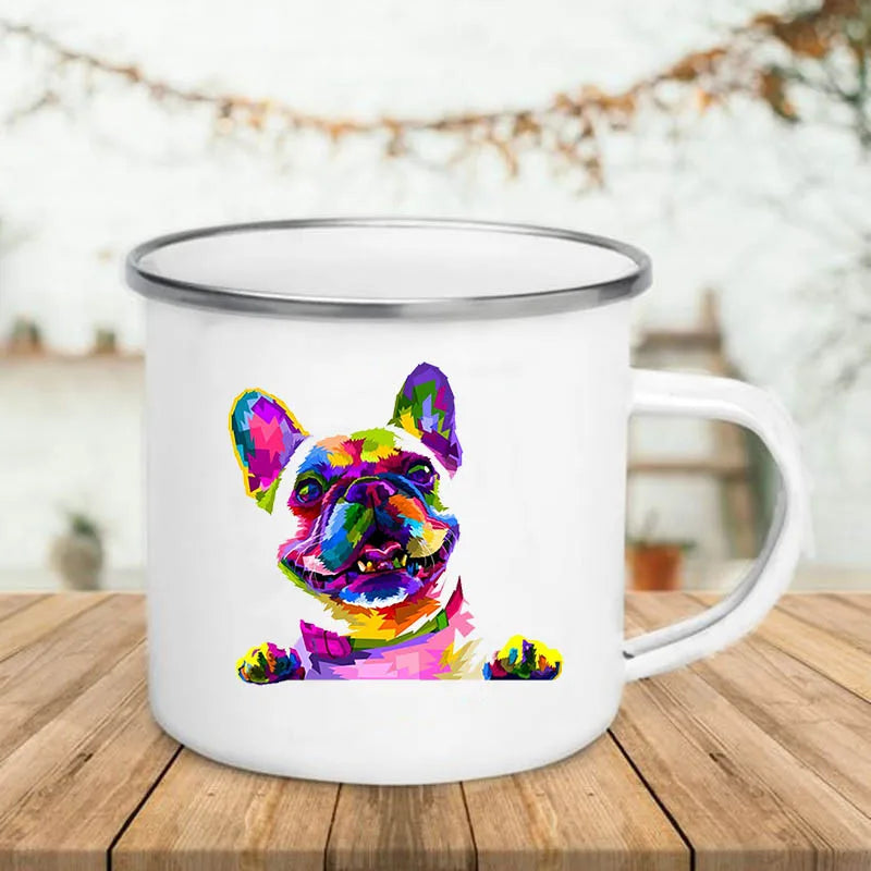 Watercolor Dog Print Enamel Camping Mug 360ml | Dog Lover Gift