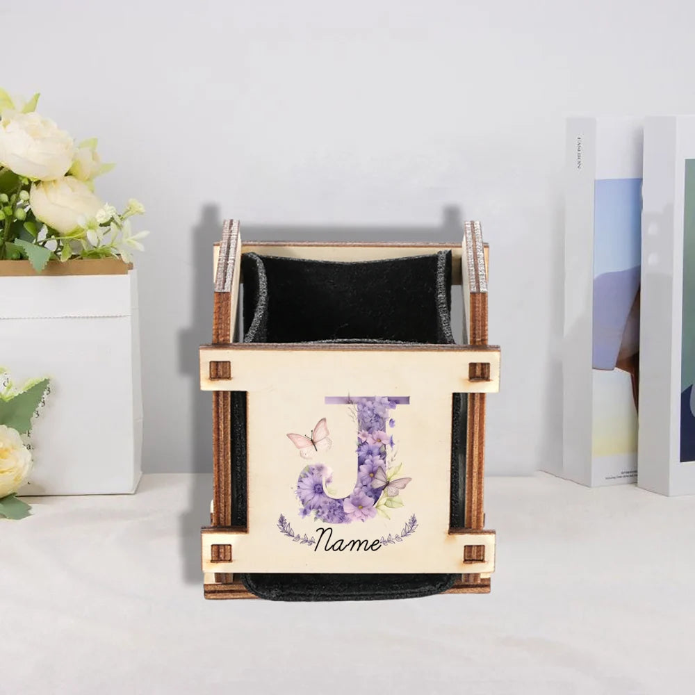 Personalized Mini Wooden Succulent Planter Pot – Custom Name
