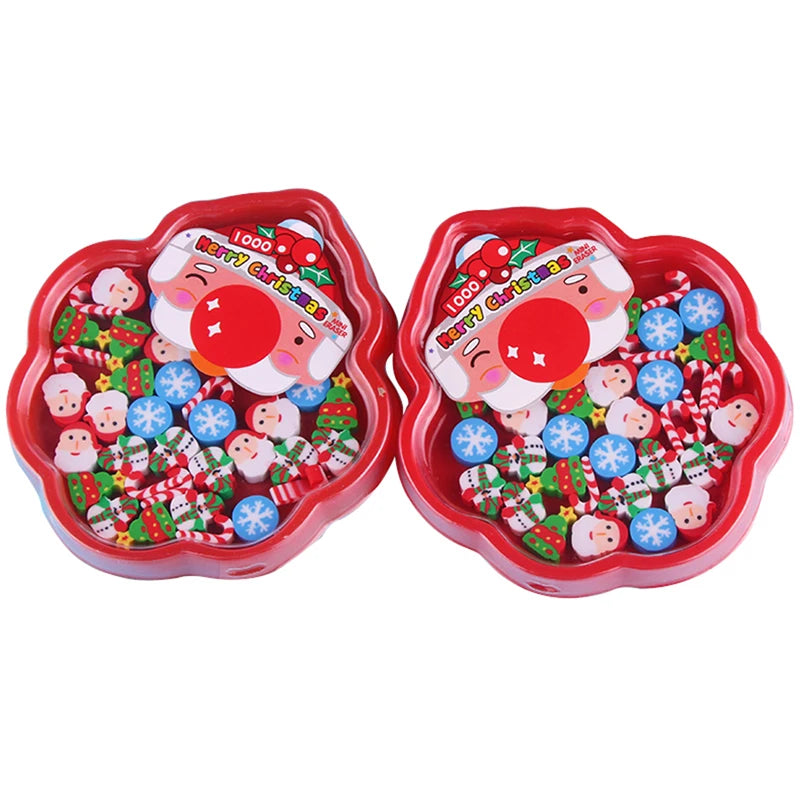 25-Piece Christmas Rubber Eraser Set – Santa & Snowman