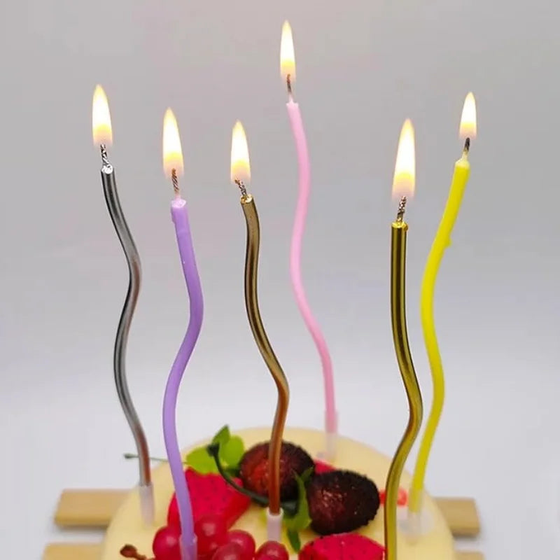 6-Pack Metallic Twisted Cake Candles – Party & Celebration