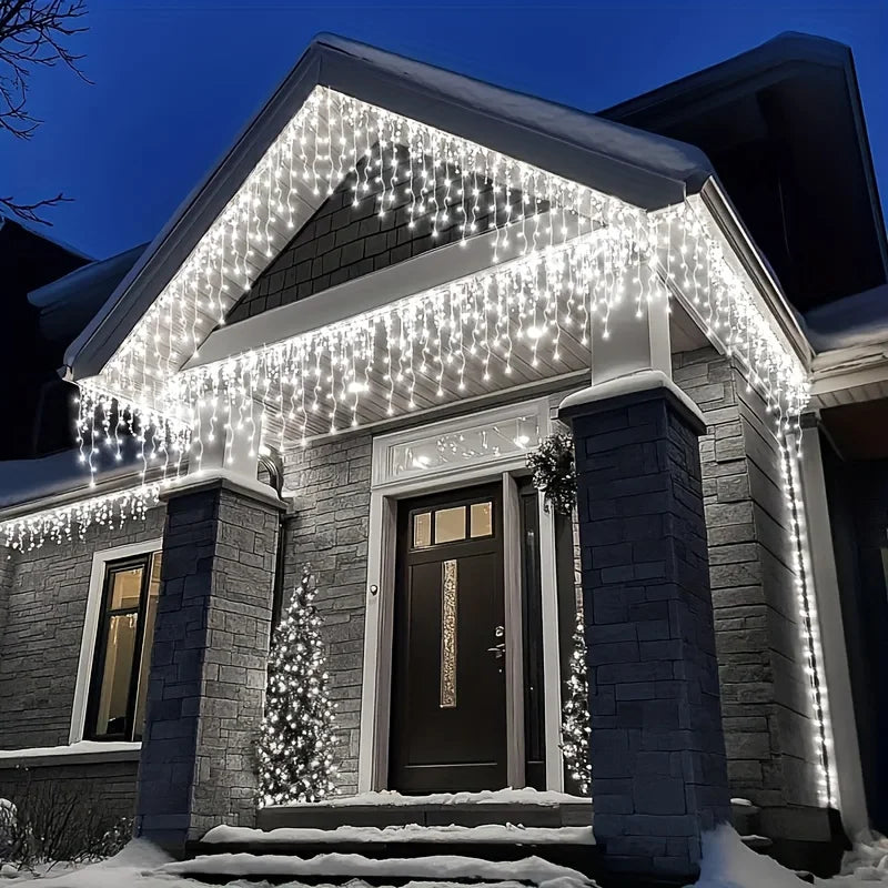 Solar Icicle String Lights – Outdoor Christmas Garden Decor