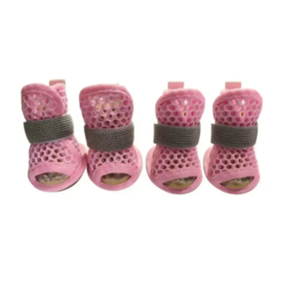 4-Pack Mesh Dog Shoes – Breathable Non-Slip Summer Boots