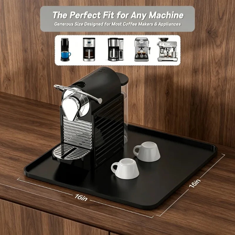 Raised Edge Silicone Coffee Machine Mat | Non-Slip Countertop Tray