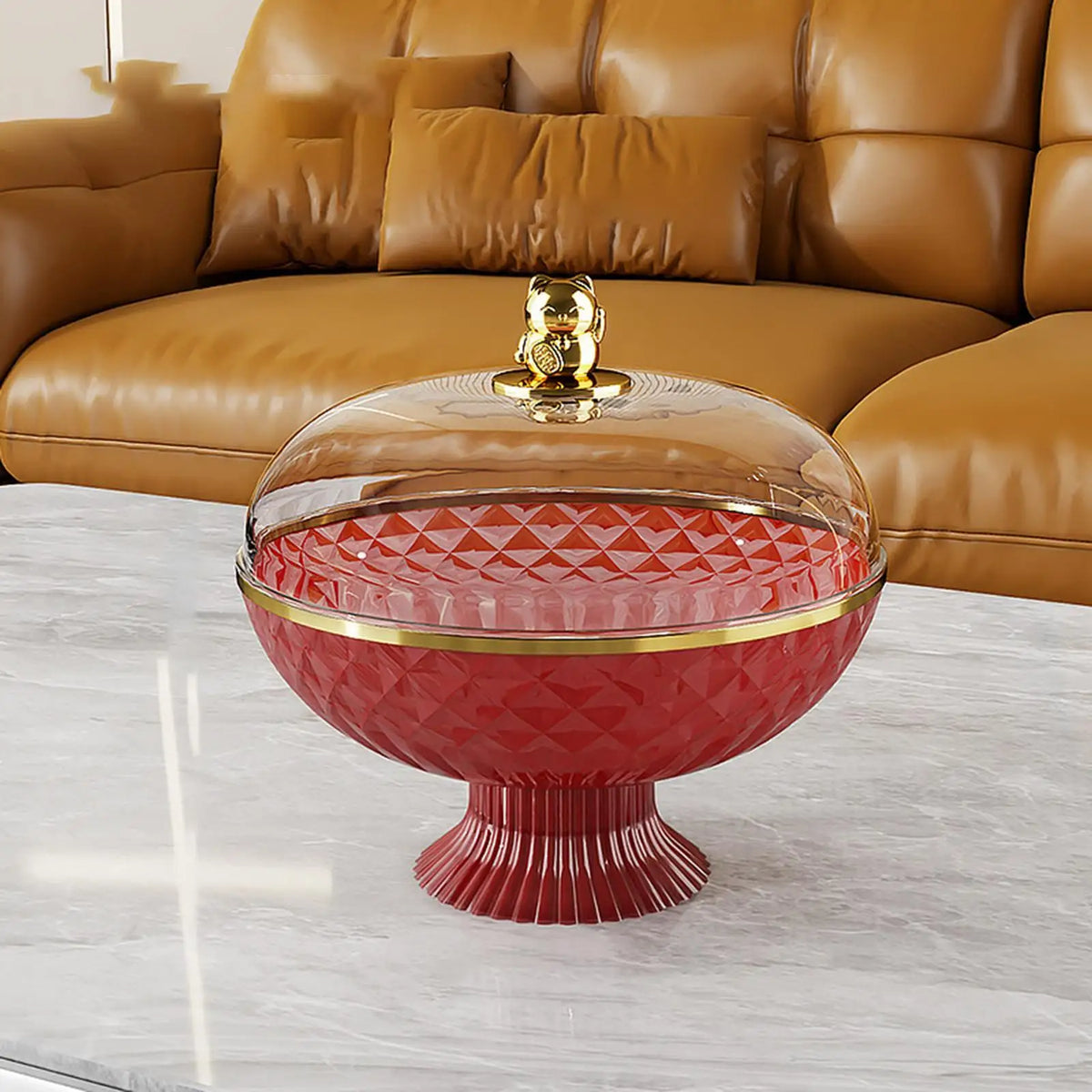 Kesoto Pedestal Fruit Bowl with Transparent Lid & Drainage