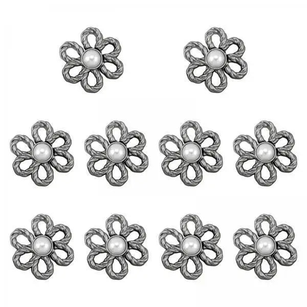 Metal Flower Buttons Jeans Waist Tightener – Sew-On Set of 10