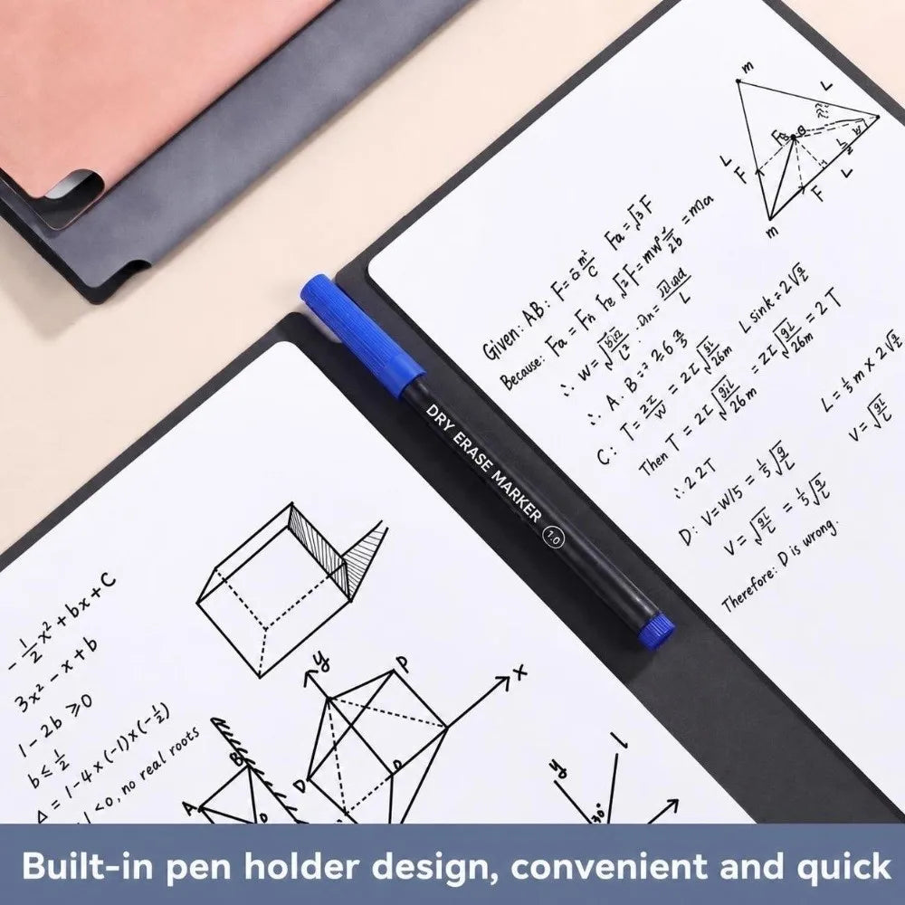 A5 Reusable Dry Erase Notebook – Foldable Whiteboard Notepad