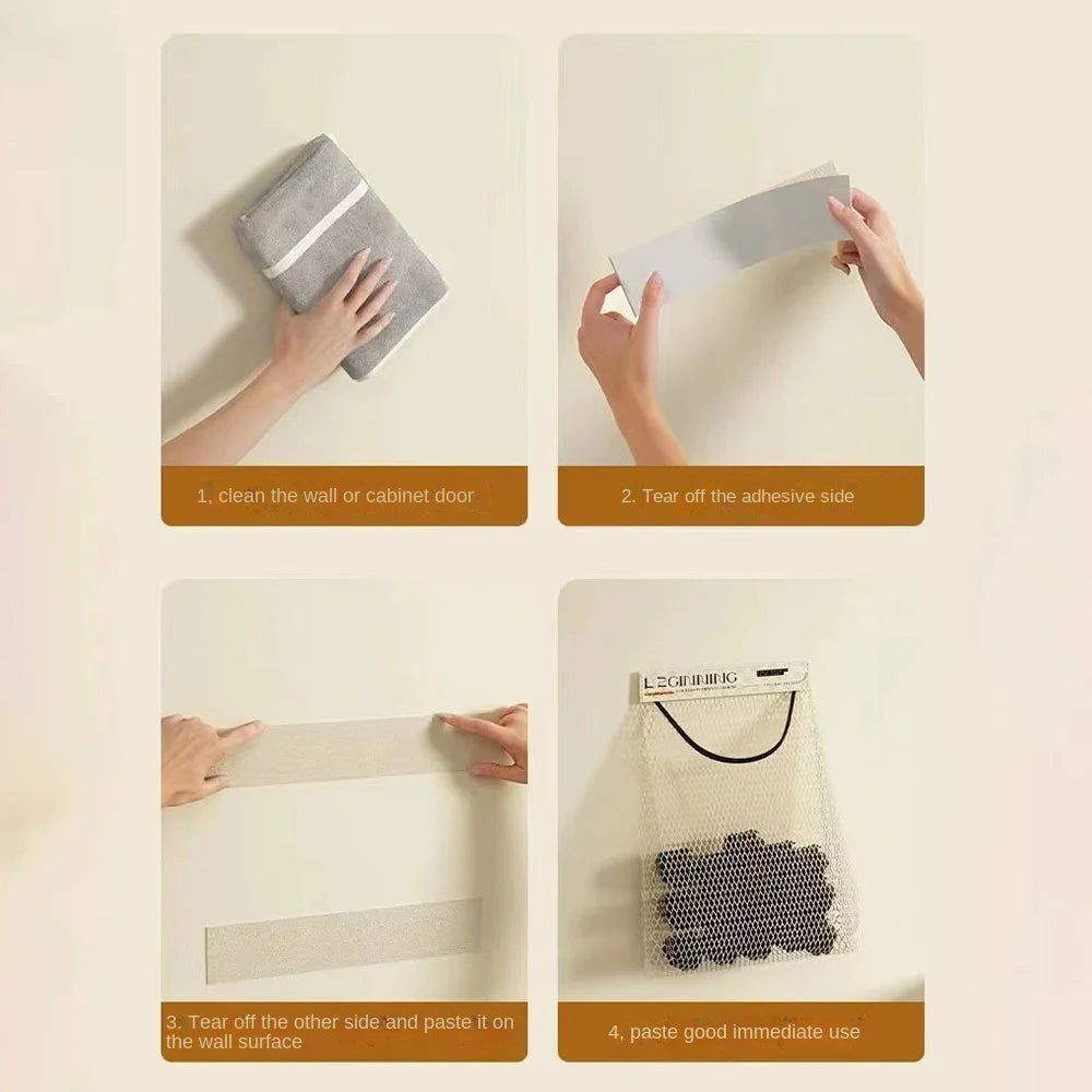 Wall-Mounted Hanging Mesh Bag for Fruit & Vegetable Storage