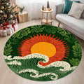 Retro Waves Geometric Area Rug – Anti-Slip Washable Home Mat