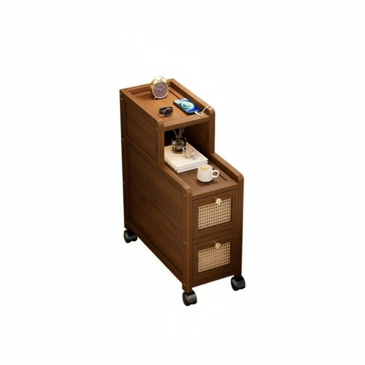 Narrow Bamboo Drawer Chest – Slim Space-Saving Nightstand