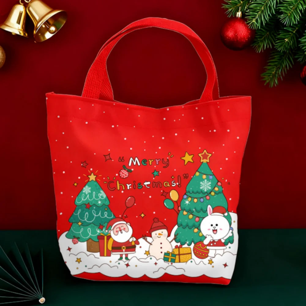 Christmas Canvas Tote Gift Bag – Santa Claus Holiday Design