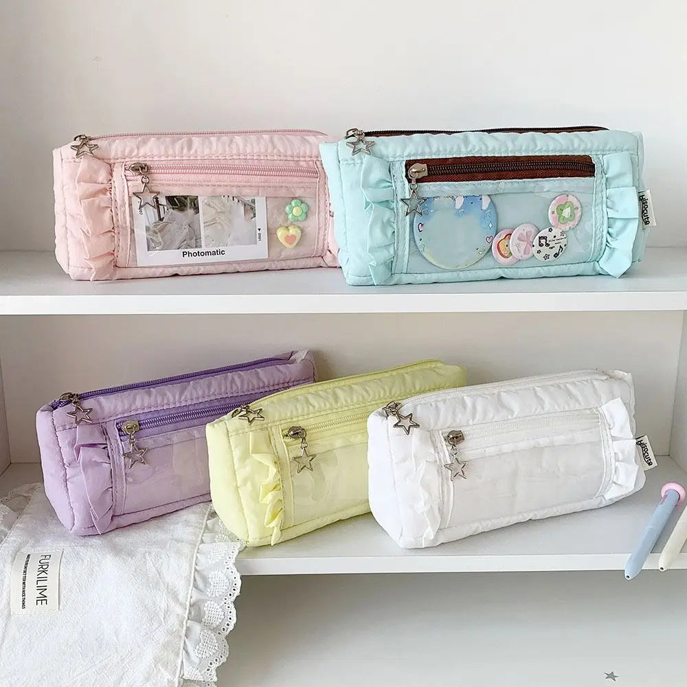 Large Capacity Transparent Window Pencil Case & Pen Bag
