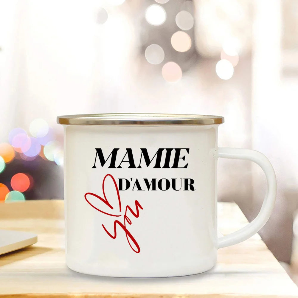 Super Mamie I Love You Enamel Mug | Grandmother Gift Mug