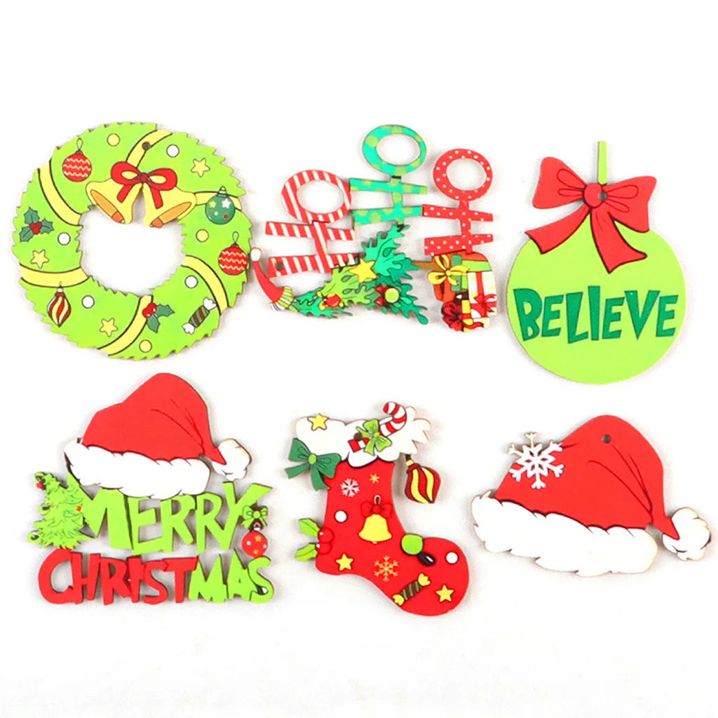 12-Pack Green Wooden Christmas Tree Pendants – Holiday Ornaments
