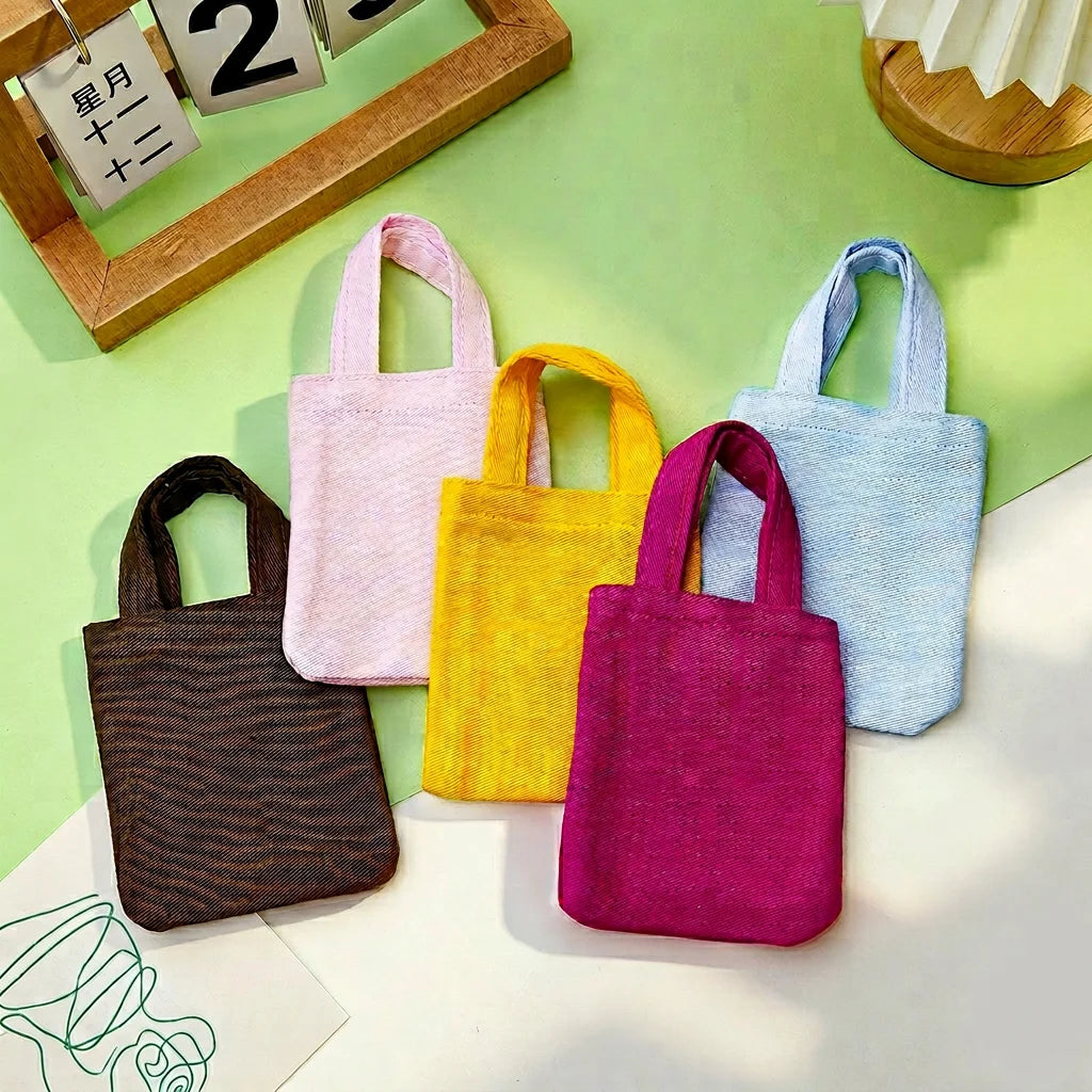 Mini Canvas Coin Purse & Bag Charm – Compact Storage Pouch