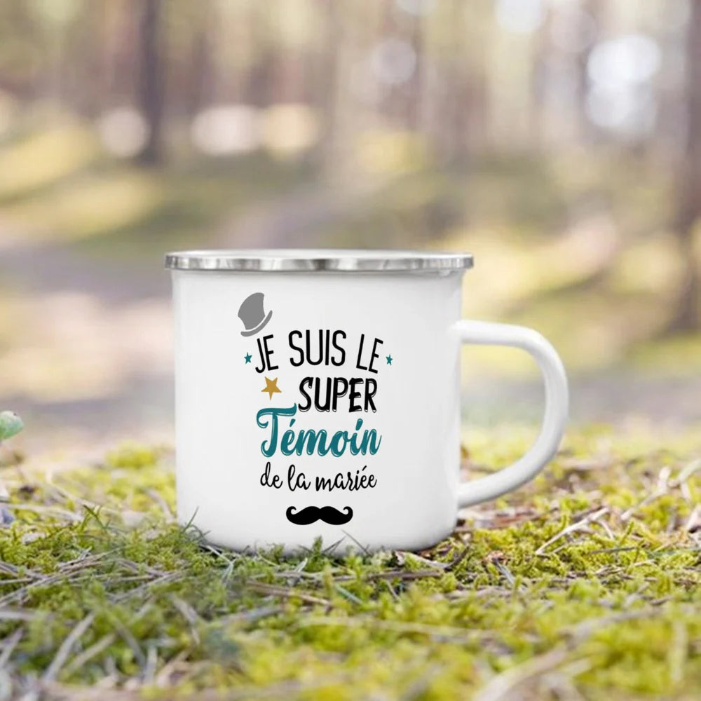Wedding Witness Enamel Mug – Bridesmaid & Best Man Gift