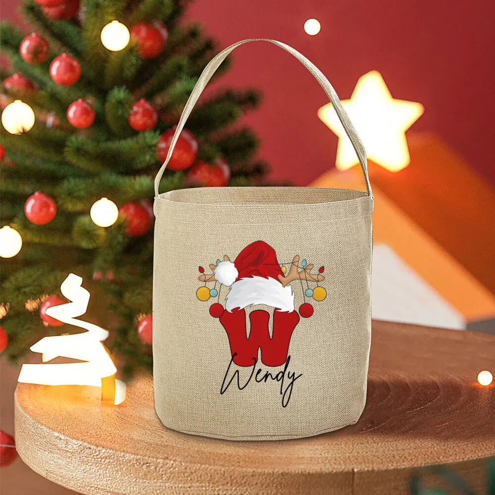 Personalized Name Christmas Santa Sack Tote Bag for Kids