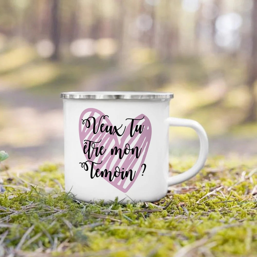 Wedding Witness Enamel Mug – Bridesmaid & Best Man Gift