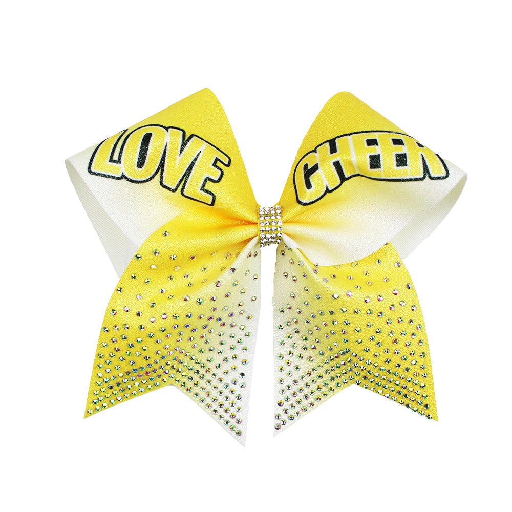 50-Pack 7" Glitter Cheer Bows with Rhinestone Strips | Bulk