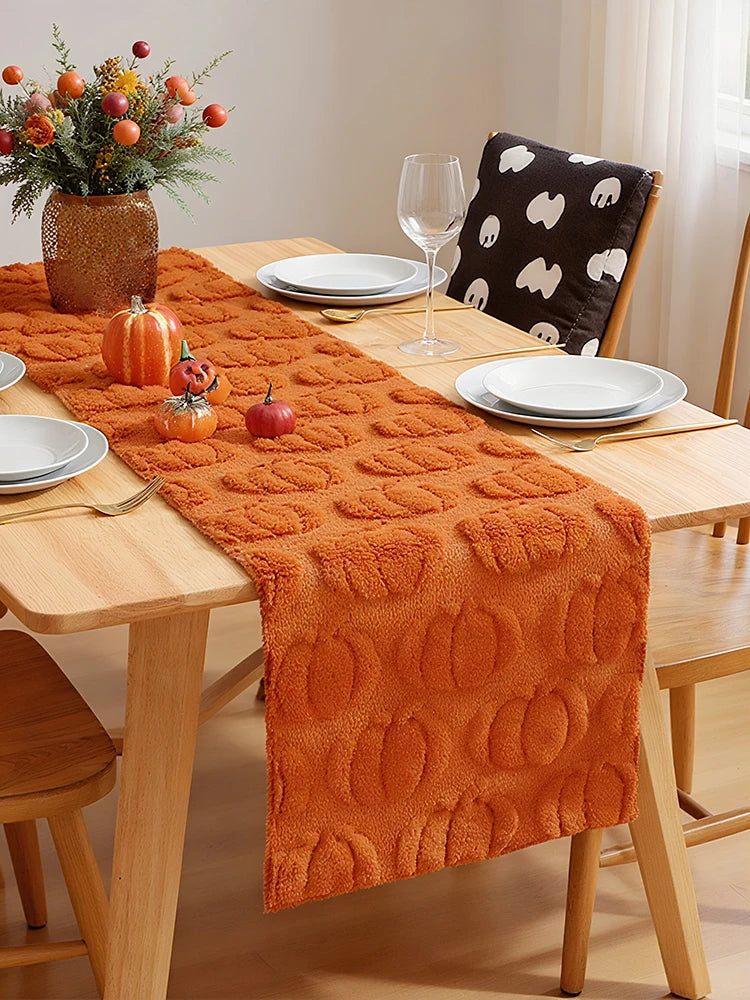 Halloween Pumpkin Ghost 3D Embroidered Table Runner | Party Decor